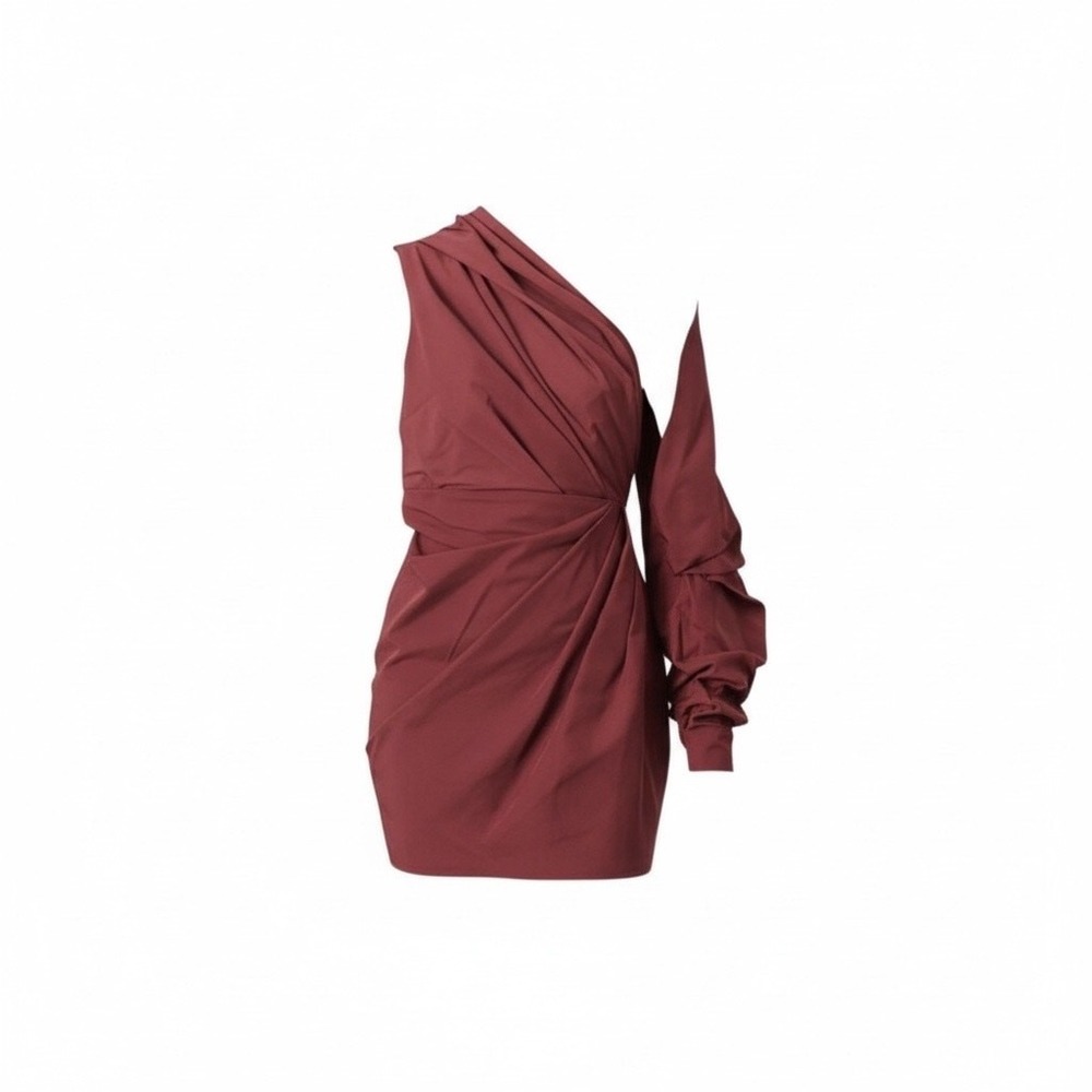 ASOS Dress Womens Burgundy‎ One Shoulder Mini Draped Asymmetrical Cocktail
